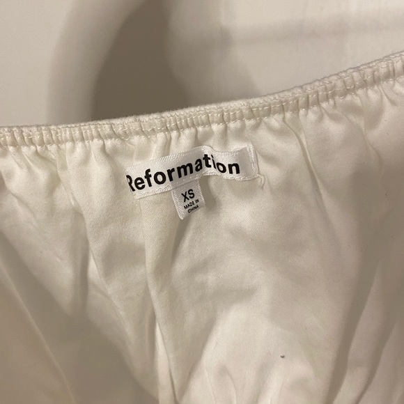 Reformation Fern Ruffled Gathered Stretch Organic Cotton Poplin Top - Picture 5 of 7